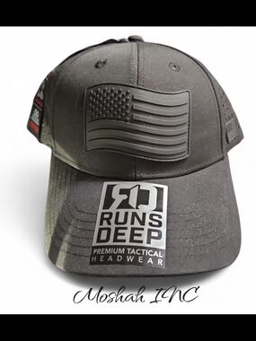 Runs Deep Premium Tactical American Flag Snapback Mesh Cap black